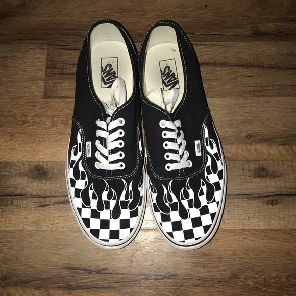 Vans black and white check flame authentic size 12 - Picture 1 of 3